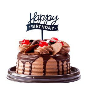   Akril tortadekoráció "Happy Birthday" felirattal – Fekete szín