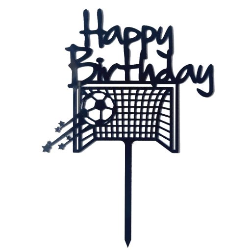 Akril tortadekoráció "Happy Birthday" felirattal – Foci, focilabda 
