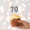 Ezüst glitteres számgyertya, tortagyertya - 7