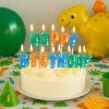 Torta gyertya, születésnapi gyertya – Happy Birthday felirattal – Dinoszaurusz minta
