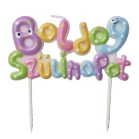   Torta gyertya, születésnapi gyertya – Boldog szülinapot felirattal – Színes