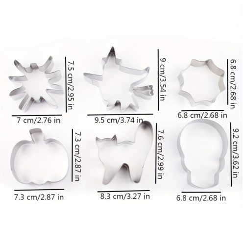 6 darabos fém süteménykiszúró forma – Halloween minták