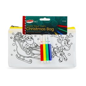   Színezhető tolltartó filctollal – Karácsonyi minta – Mikulás szánnal