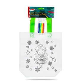   Színezhető karácsonyi mintás ajándéktáska filctollal – Angyalka