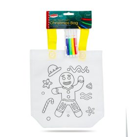   Színezhető karácsonyi mintás ajándéktáska filctollal – Mézeskalácsember, mézi