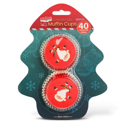 40 darabos karácsonyi muffin papír – Télapó, Mikulás minta