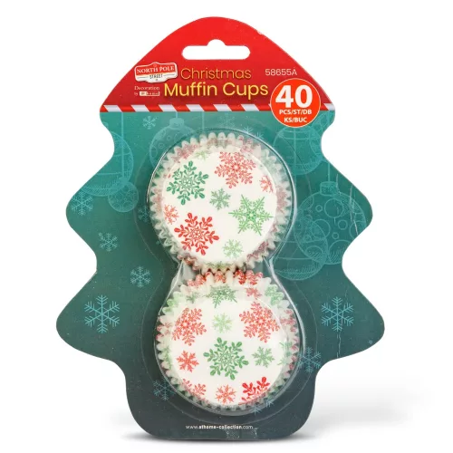 40 darabos karácsonyi muffin papír – Hópehely, hópihe