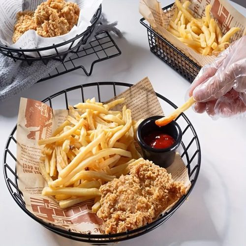 Újság mintájú zsírpapír, csomagoló papír – 22 cm - Barna