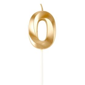 Arany színű gyémánt számgyertya - 0