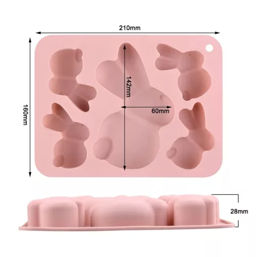 5 részes szilikon forma - Nyúl, nyuszi