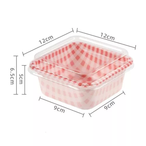 3 darabos műanyag, négyzet alakú süteményes doboz tetővel – Sárga