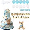 Babaváró és kisfiú születésnapi torta dekorációs szett – Kék macis tortadísz