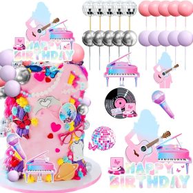   Tortadekoráció, tortadísz szett – Popsztár, zenés party téma