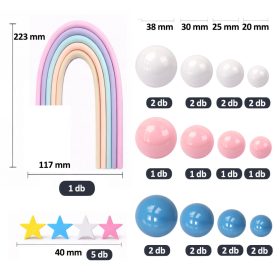   Tortadekoráció szett, torta beszúró szett – Szivárványos gömb dekoráció – Fehér, rózsaszín és kék