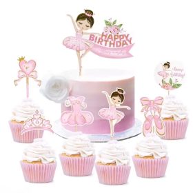   7 darabos papír tortadekoráció – Balerina - Happy Birthday