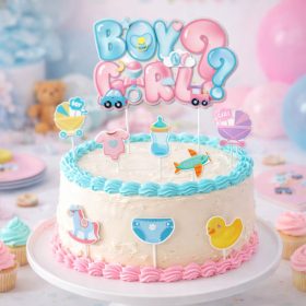   13 darabos papír tortadekoráció – Babaváró – Boy or Girl