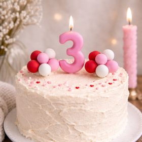   Gömb tortadísz, törtadekoráció - Fehér, rózsaszín és piros