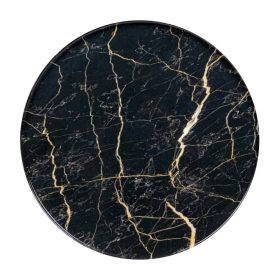 Márvány mintás, kör alakú tortadob - Fekete - 30cm