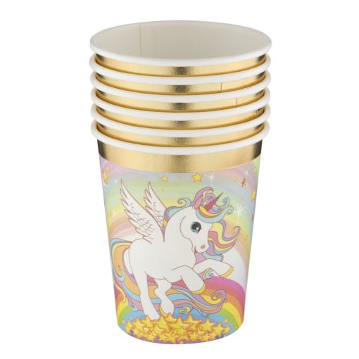 6 darabos papír pohár - Szívárványos unikornis 250 ml