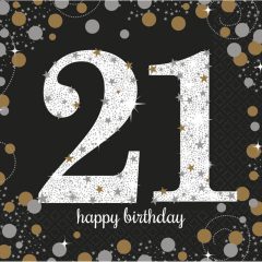   16 darabos papír szalvéta - Happy Birthday 21. évforduló - Gold 