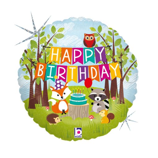 Fólia lufi - Happy Birthday - Erdei állatok