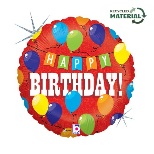 Fólia lufi - Happy Birthday - Piros lufikkal