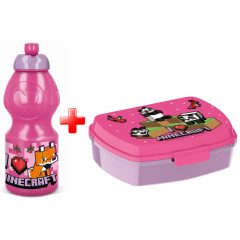  Műanyag kulacs és szendvicsdoboz szett - Minecraft Pixel Pink