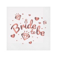 Lánybúcsú Bride To Be White szalvéta 20 db-os 33x33 cm