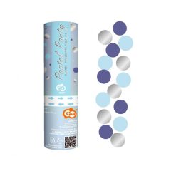 Konfetti kilövő - Kör - Kék és ezüst - 15cm