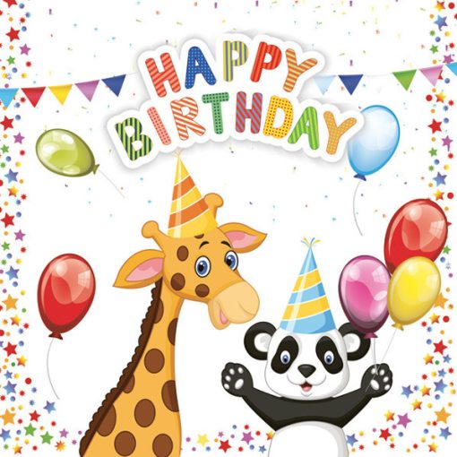 Papír szalvéta - Happy Birthday - Állatok