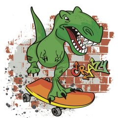 Papír szalvéta - Gördeszkás Dinoszaurusz 