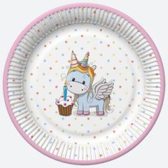 8 darabos papír tányér - Unikornis -  Sweet 18 cm