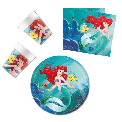 36 darabos party szett - Disney Hercegnők - Ariel a kis hableány 