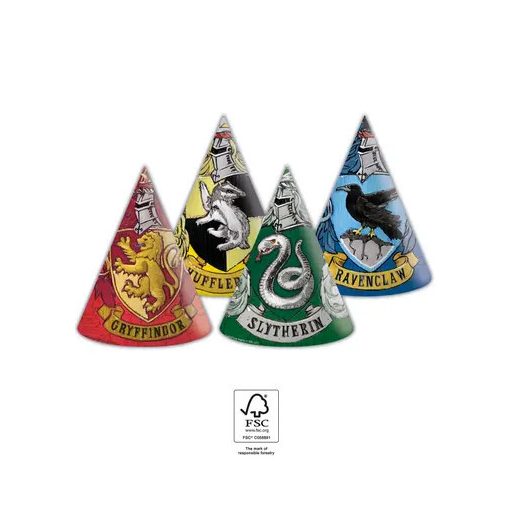 Parti kalap, csákó - Harry Potter - Hogwarts Houses - 6 darabos szett