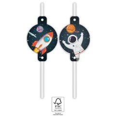 Papír szívószál - Űr Rocket Space 4 db-os szett 