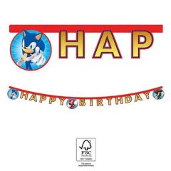 Banner, felirat - Happy Birthday - Sonic a sündisznó 