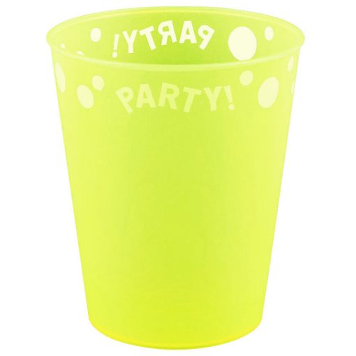 Prémium műanyag mikrozható pohár - Fluoreszkáló sárga 250 ml