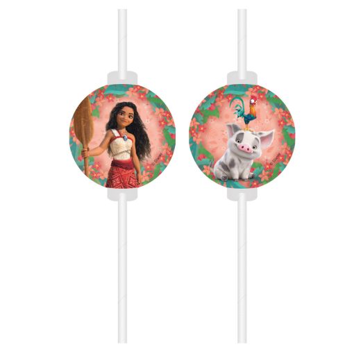 4 darabos papír szívószál - Disney - Vaiana 
