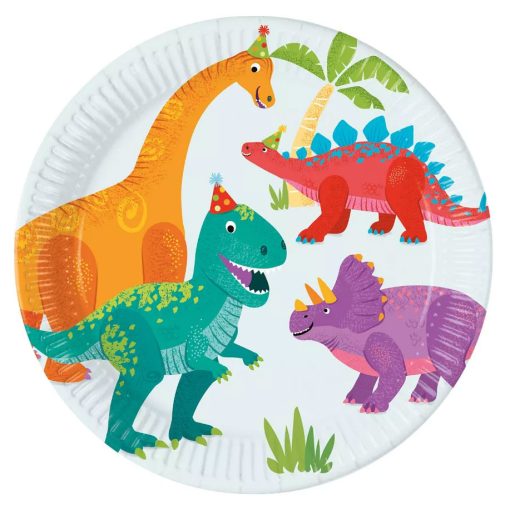 8 darabos papír tányér - Dinoszaurusz Party 23 cm