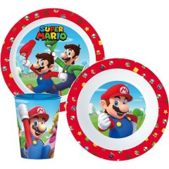   Mikrózható műanyag étkészlet pohárral - Super Mario 260 ml
