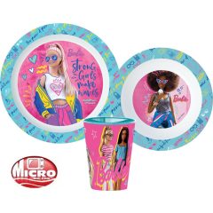 Műanyag mikrózható étkészlet pohárral - Barbie 260 ml