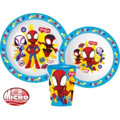   Mikrózható műanyag étkészlet pohárral - Pókember Spidey 260 ml