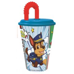 Műanyag szívószálas pohárMancs - Őrjárat Comic 430 ml