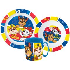   Mikrózható műanyag étkészlet bögrével - Mancs Őrjárat - Pup Power 350 ml