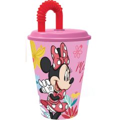 Műanyag szívószálas pohár - Disney Minnie Spring 430 ml
