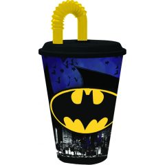 Műanyag szívószálas pohár - Batman Bat Signal 430 ml