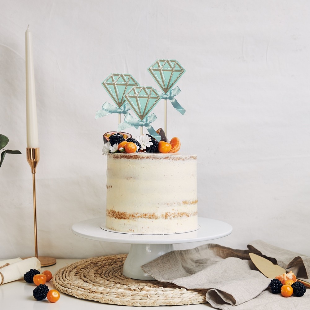 4 darabos torta és sütemény dekoráció – Kék gyémánt