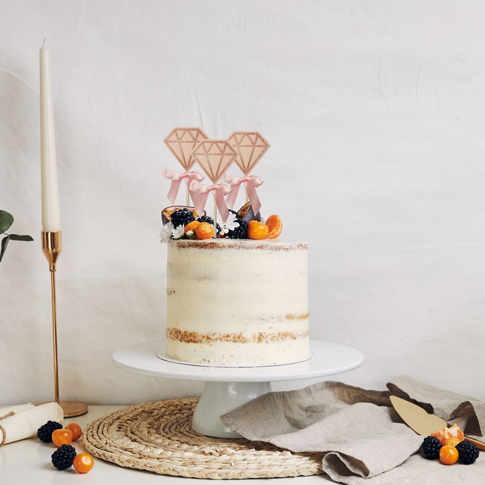 4 darabos torta és sütemény dekoráció – Rózsaszín gyémánt