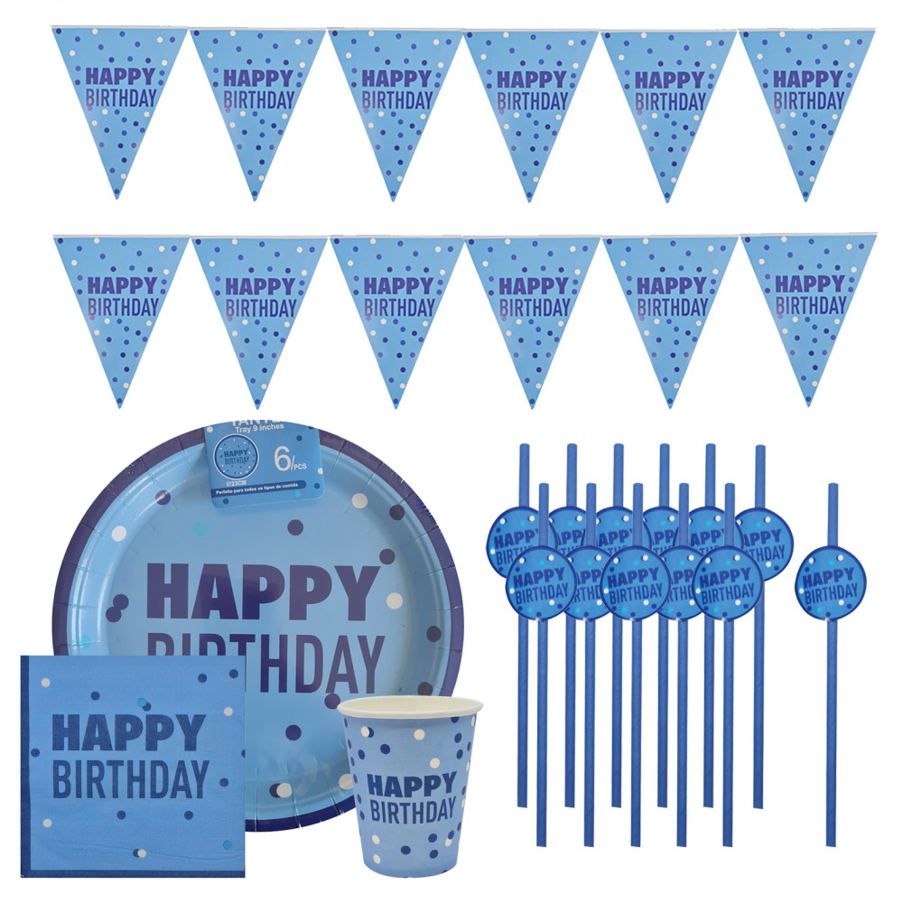 6 darabos papír pohár – Happy Birthday – Kék
