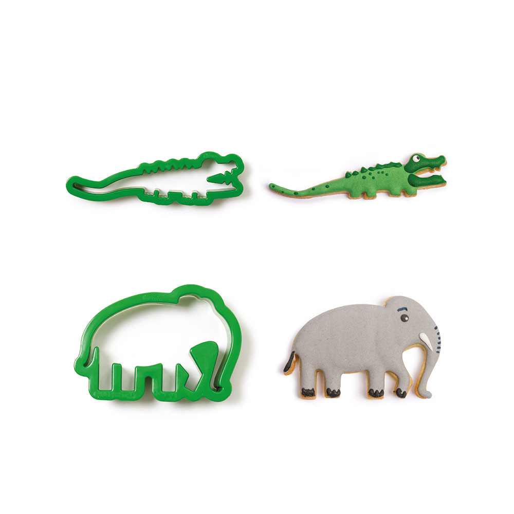 2 darabos műanyag süteménykiszúró – Krokodil és elefánt